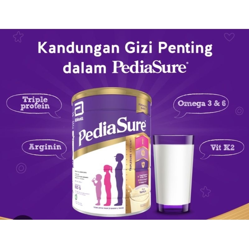 pediasure tripelsure vanila,madu,coklat 850gr