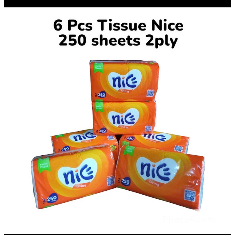 6 Bungkus NICE Facial 250 sheets 2ply Kemasan Baru Tissue Wajah Berkualitas Harga Terjangkau Tisu
