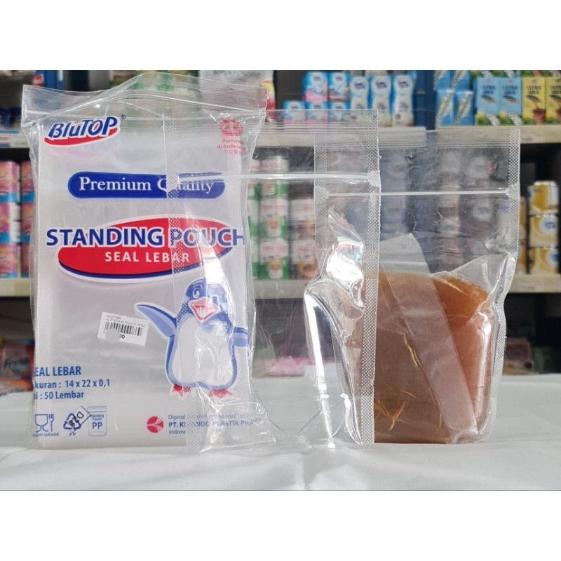 Standing Pouch 14 x 22, 50Lembar Food Grade/Plastik Keripik Tebal/Standing Pouch Plastic 14 x 22