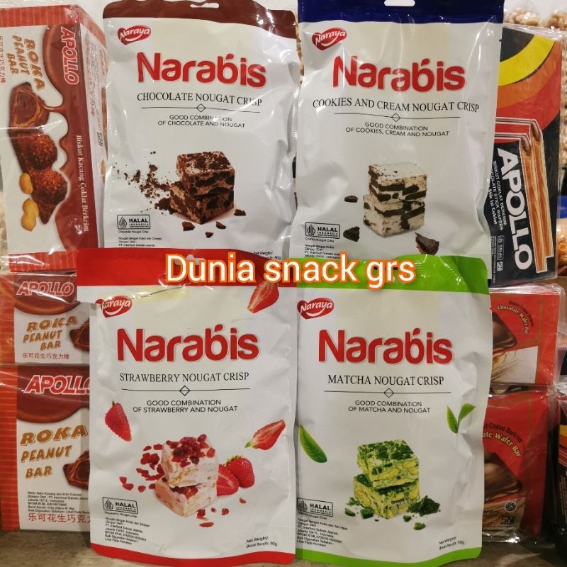 

NARABIS NOUGAT 90GR VARIAN COKLAT / STRAWBERRY / MATCHA / COOKIES CREAM