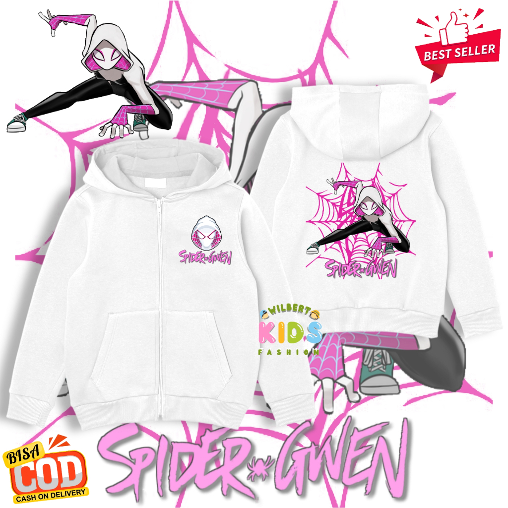 Zipper Hoodie Anak SpiderGwen Spiderwoman Marvel / Jaket Resleting Anak