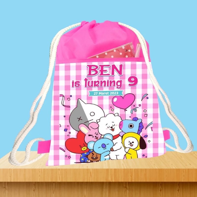 

Goodie Bag Ultah Ransel Serut/Tas Serut Gendong Custom BT21