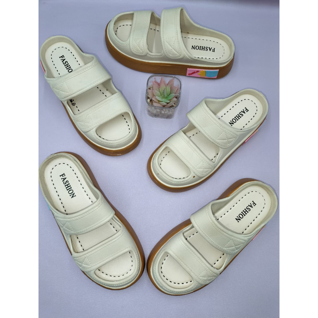 Sandal Wanita Wedges Selop Karet Jelly Korean Import Sandal Fashion Wanita Terbaru 36-41 1223-B