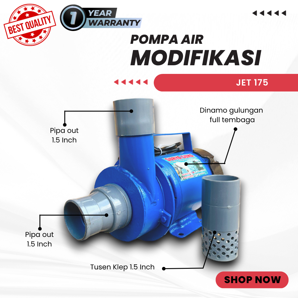 [BISA COD] Pompa air modifikasi type jet 175 pipa 1.5 dim sanyo obohan kualitas bagus hemat listrik 