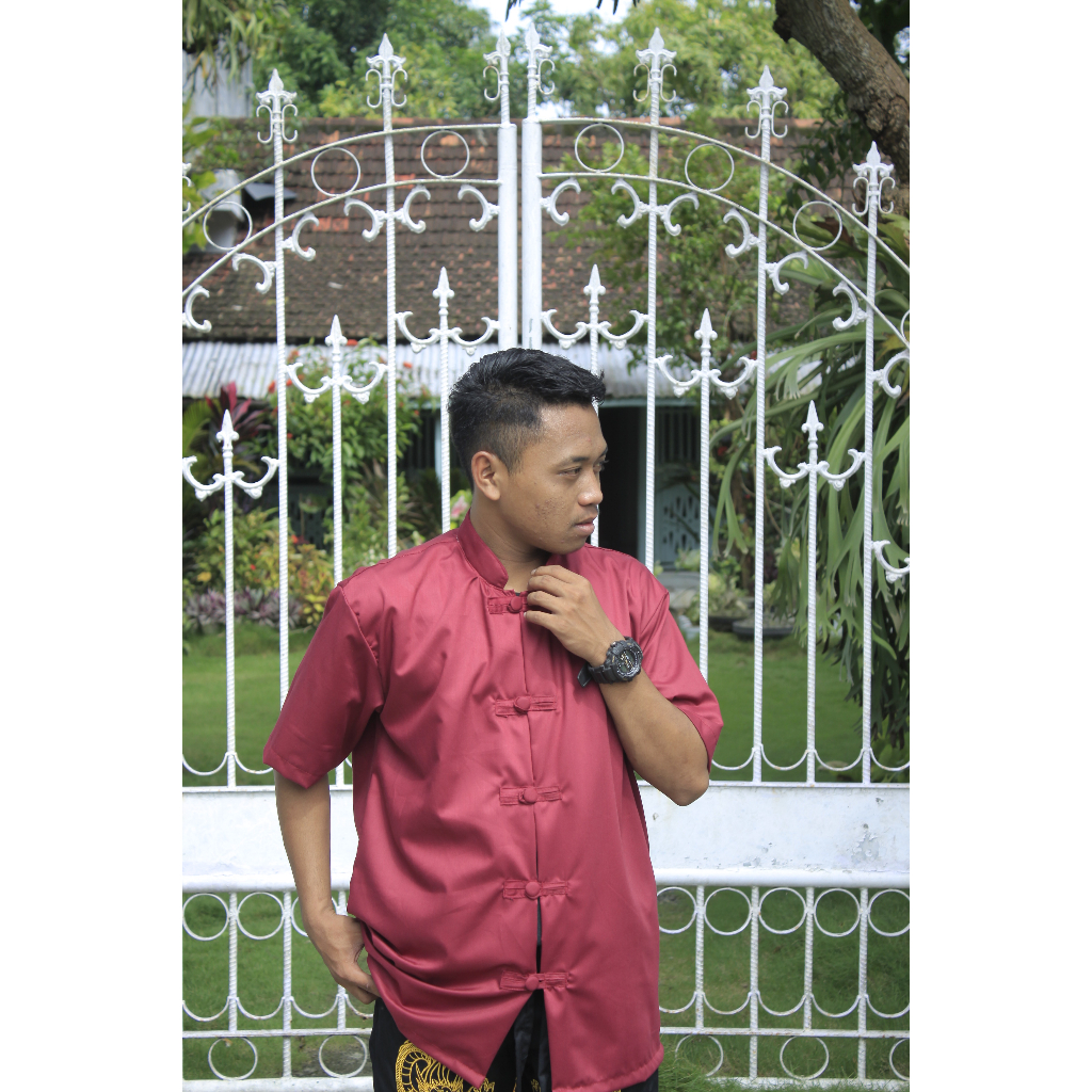 baju koko cina ,koko imlek ,baju coengsam maron, baju kok merah hati