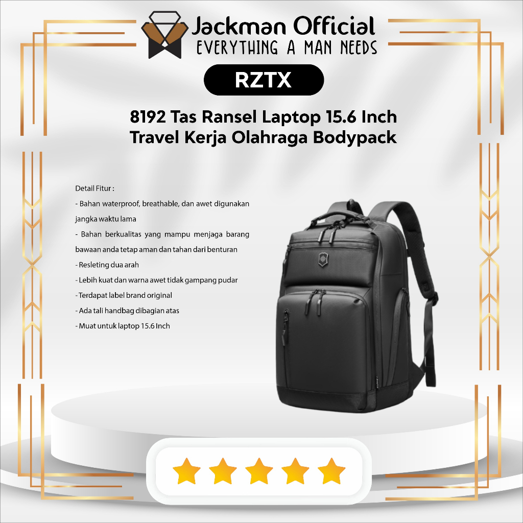 RZTX 8192 Tas Ransel Laptop 15.6 Inch Travel Kerja Olahraga Bodypack