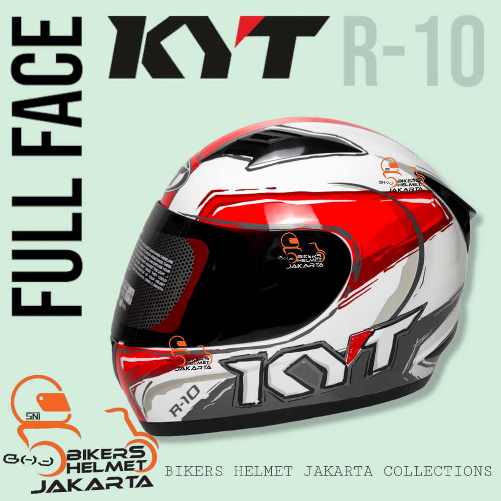 HELM KYT R10 #6 WHITE RED FULL FACE