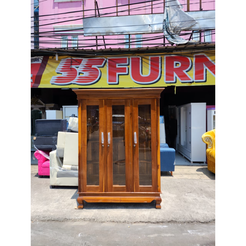 LEMARI KAYU 3 PINTU / LEMARI GANTUNG GAMIS / LEMARI GANTUNG 3 PINTU RATA