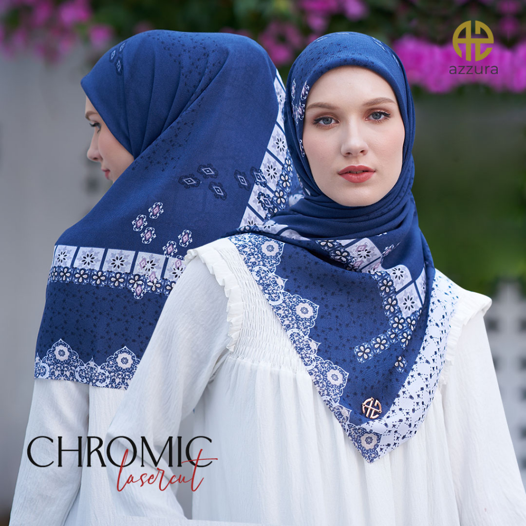 New Chromic 5 - [Lasercut] Azzura Scarf (Kerudung Segi Empat Serat Perancis Premium Wanita Muslim) S