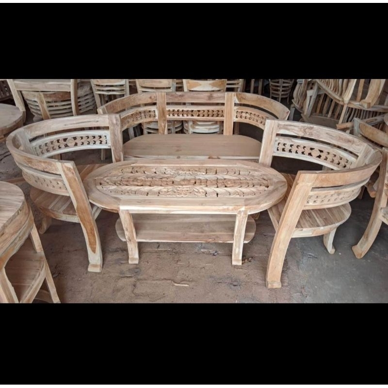 Kursi Tamu Cantik Ukir Kayu Jati