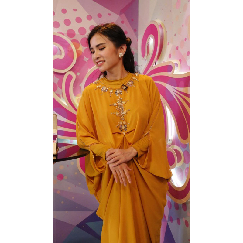 Amyra Kaftan Gamis Wanita Muslim Lebaran Kondangan Pesta Premium Terbaru Mewah Simple Elegan Ceruty 
