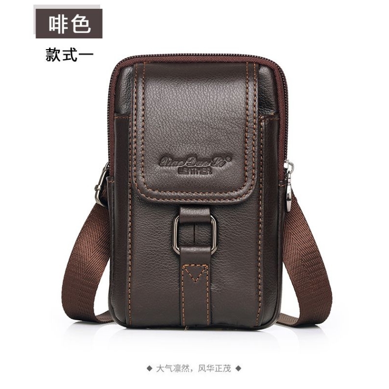 Tas Selempang Mini Pria Kulit Asli Import Dompet Hp Kulit Asli RZ61722 Tas Selempang Multifungsi Kul