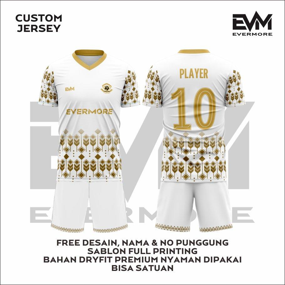 Jersey Futsal / Sepak Bola ARGYLE WHITE GOLD Full Printing Dryfit Premium Free Custom EVM Sport