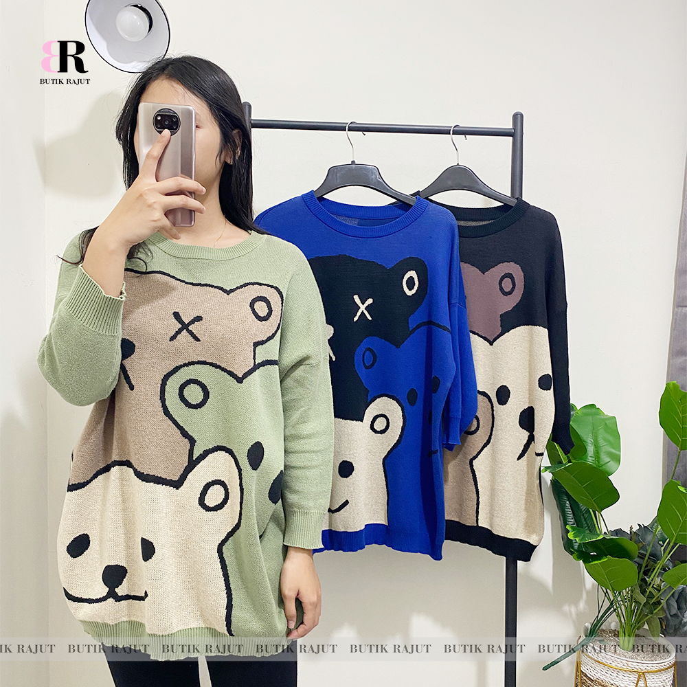 SWEATER RAJUT WANITA JUMBO LENGAN PANJANG IMPORT PREMIUM / PANDA