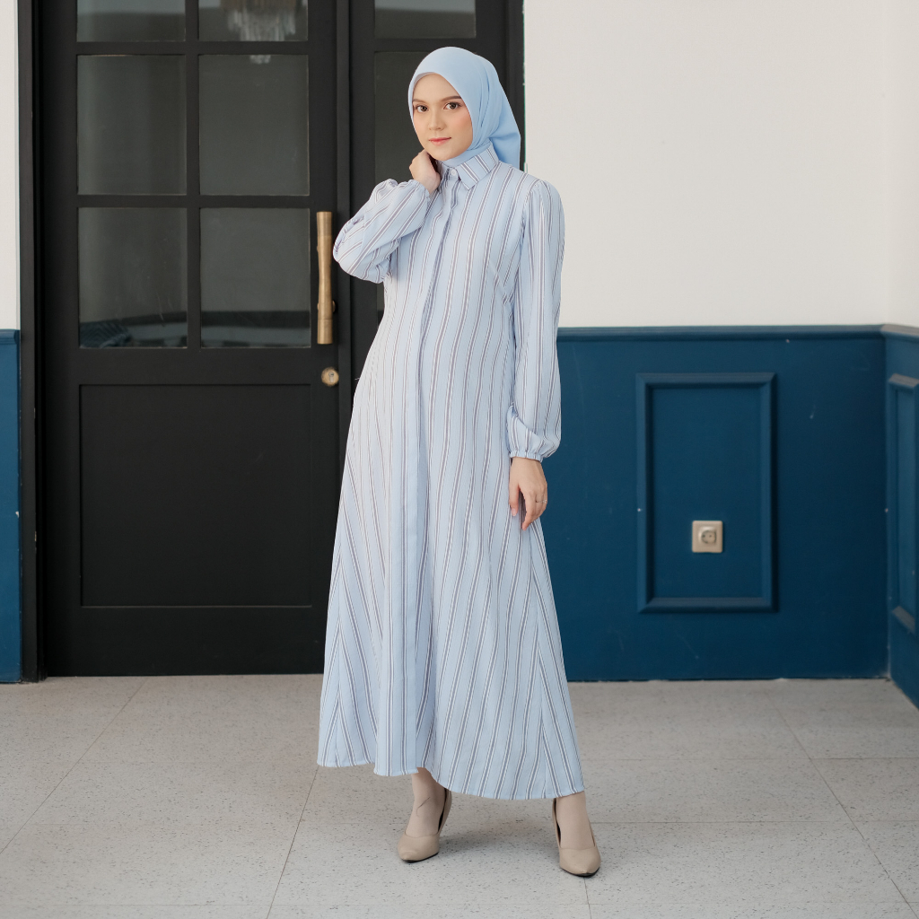 Lisa Dress By Tafana Hijab kancing kantong crinkle wudhu Panjang Butik