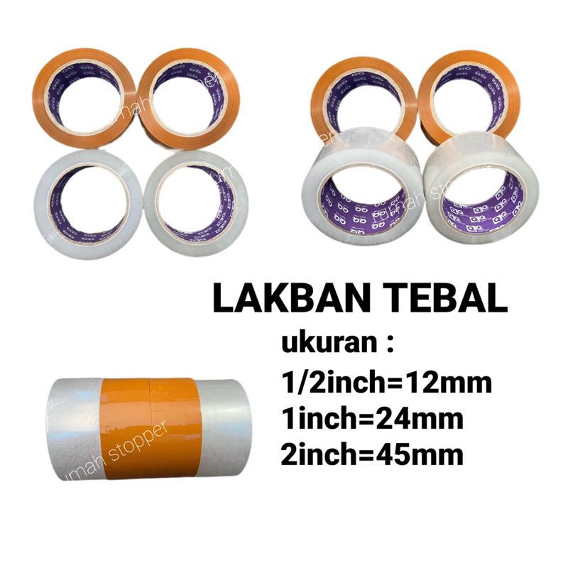 

Lakban Bening/Coklat PREMIUM TAPE 2Inch(45mm) 1Inch(24mm) 1/2Inch(12mm) Terjamin Lebih Tebal