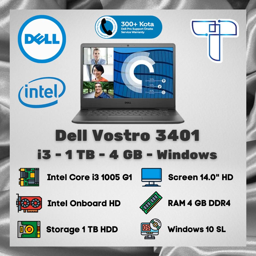 Laptop Notebook Dell Vostro 3401 - i3 - 1 TB - 4 GB - Windows