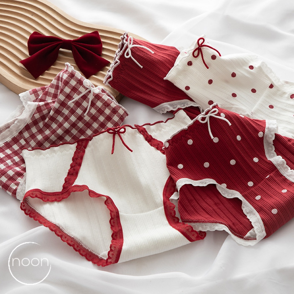 NOON (Winter's Carol) Celana Dalam Wanita Korea Dewasa Motif Lucu Murah Murmer Renda Lace Imut Katun