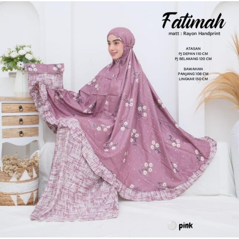 FATIMAH Mukena Rempel Jumbo/Mukena Dewasa Fatimah/Mukena Bali/Mukena Rayon/Mukena Adem