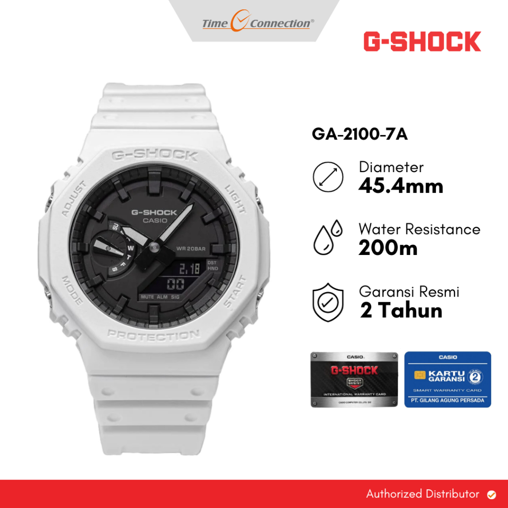 Casio G-SHOCK GA-2100-7A Putih Original / Jam Tangan Pria Analog Digital White GA 2100