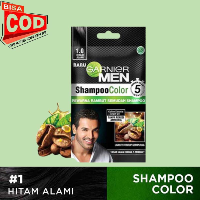 Garnier Men Shampoo Color Hair color Hitam Alami - 200ml