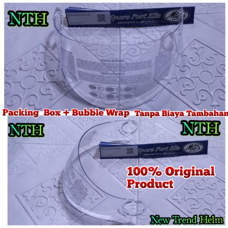 Visor kaca helm MdS Pro Rider modular warna bening ori.Kaca Helm MDS Provent