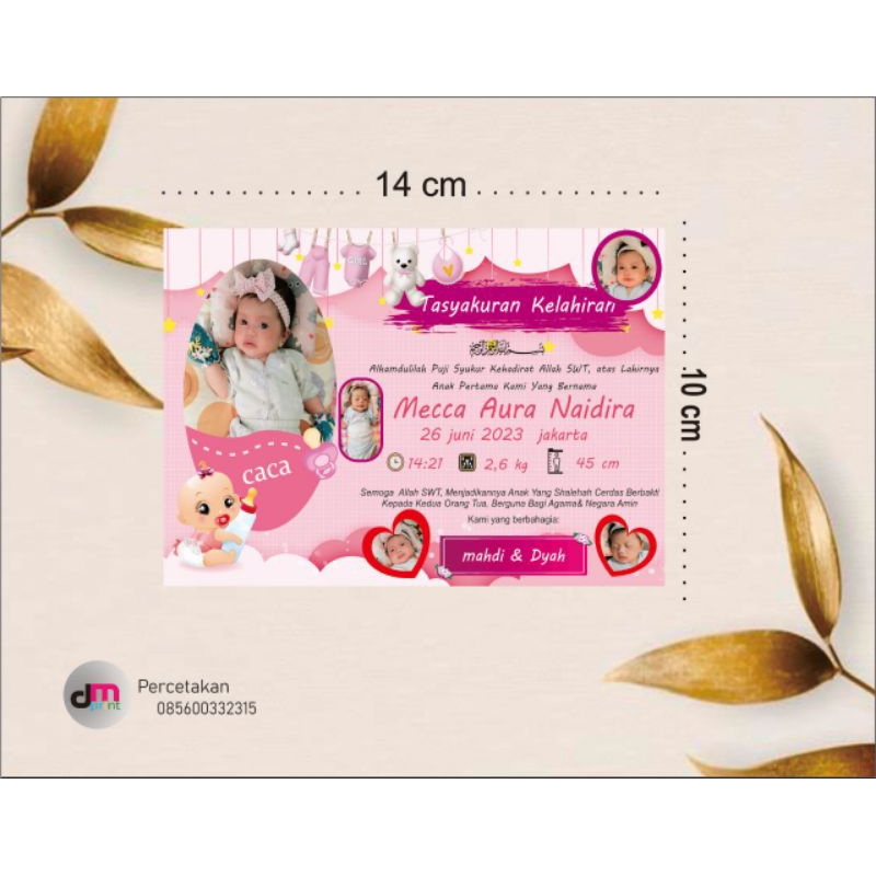 kartu ucapan aqiqah, syukuran kelahiran