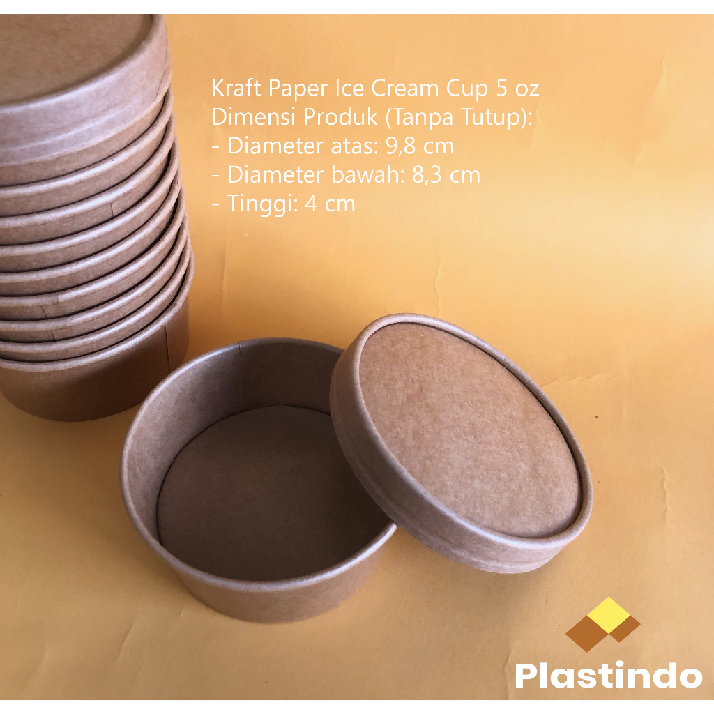 SATURAPACK Kraft Paper Ice Cream Cup 5 oz (150 ml) ISI 25 pcs TANPA TUTUP | Cup Es Krim | Paper Cup 