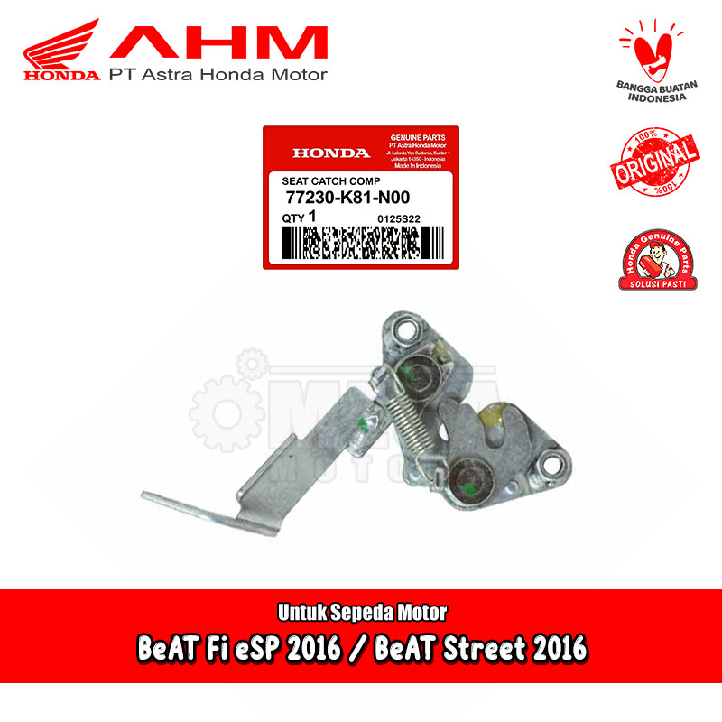 Dudukan Kunci Jok Kupu Kupu Sadel Honda BeAT Fi eSP Street 2016 100% AHM 77230-K81-N00