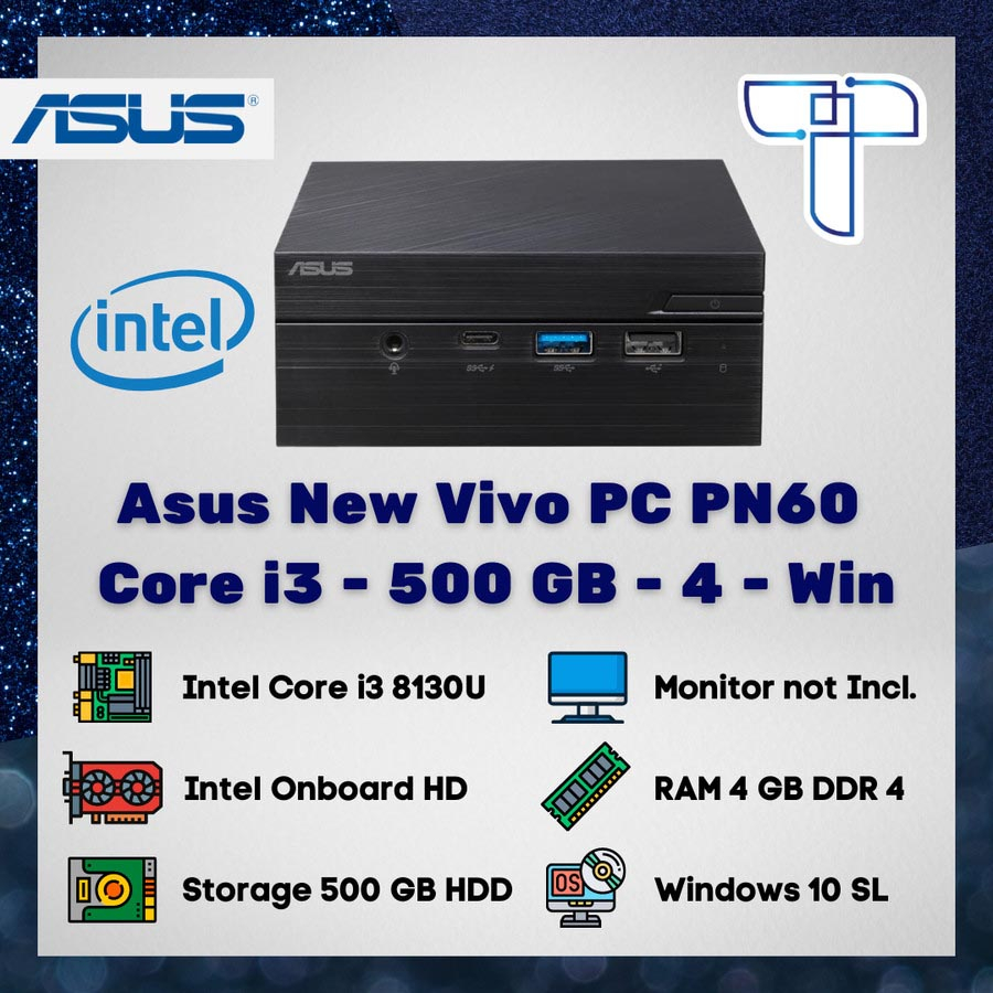 Desktop PC Mini Asus Vivo PN60 - i3 - 500 - 4 - Windows