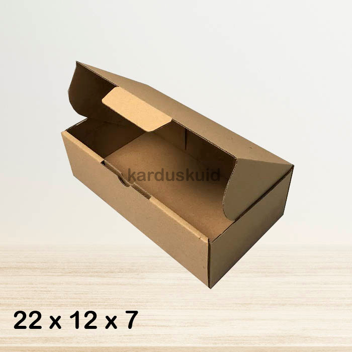 

Kardus 22 x 12 x 7 cm die cut tipe E Flute K150 box kotak karton packing