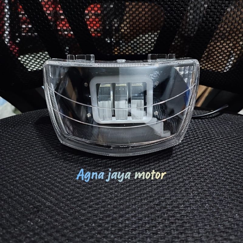 Lampu depan fizR Vega lama biled variasi LED 3 mata