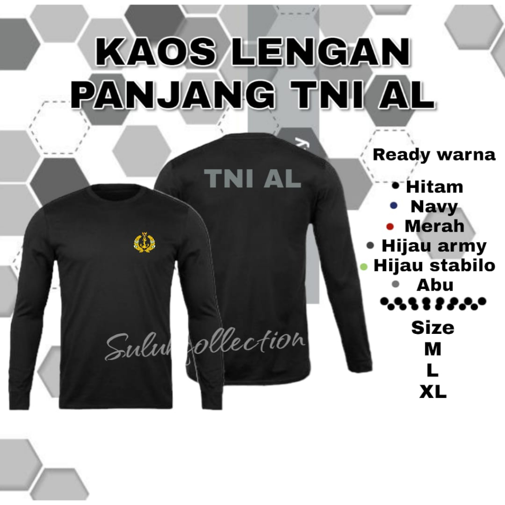 Kaos Jersey TNI AD, AL, AU Hitam Lengan Panjang || Kaos Olahraga TNI || Kaos Running TNI Terbaru