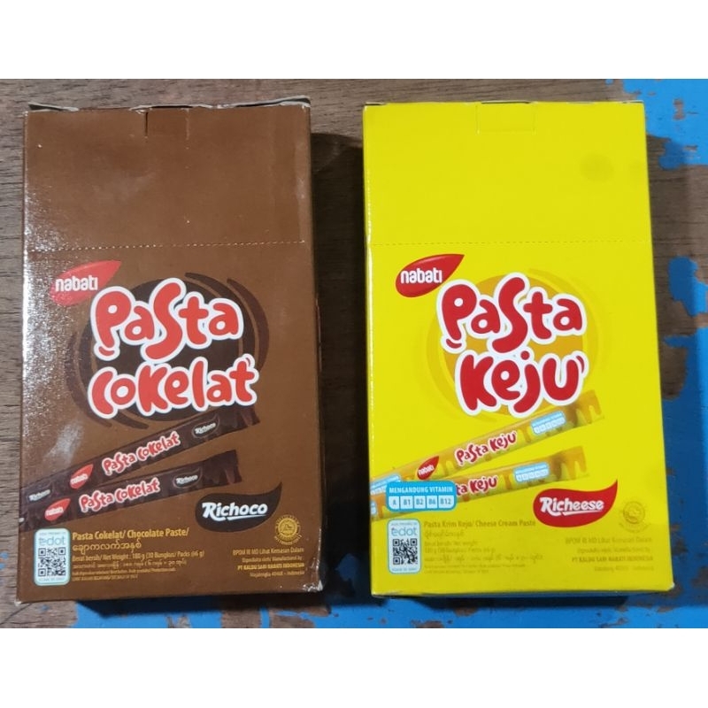 

nabati pasta keju dan pasta coklat kotak isi 30 pcs x 6 gram