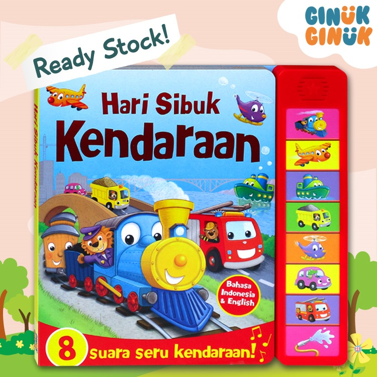 [GinukGinuk] Hari Sibuk Kendaraan Super Sound Book (8 tombol cerita dlm Bahasa Indonesia & Inggris)