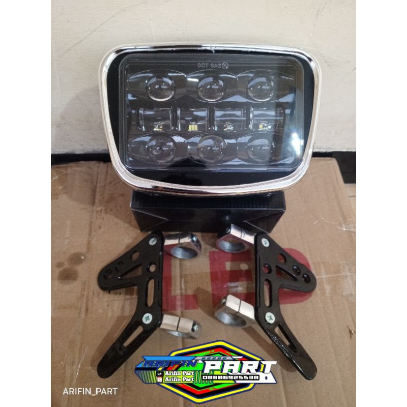 lampu depan daymaker demeker Yamaha rx king new oval hitam lis krom set breket bpro PNP KING BYSON N