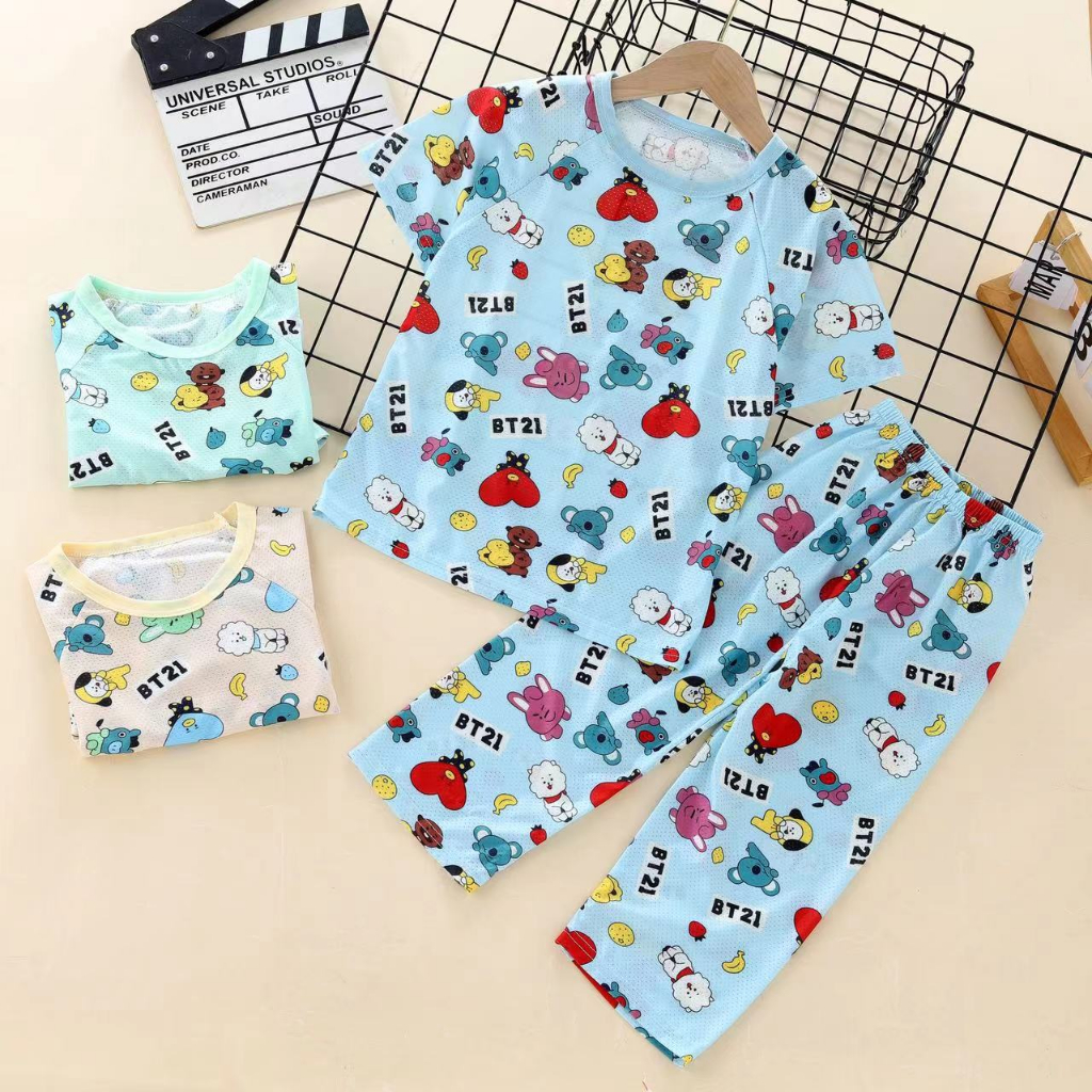 ILUHFA Setelan Tidur Anak Baju Tidur Anak Unisex Umur 2-5 Tahun Bahan Polyester - BT21