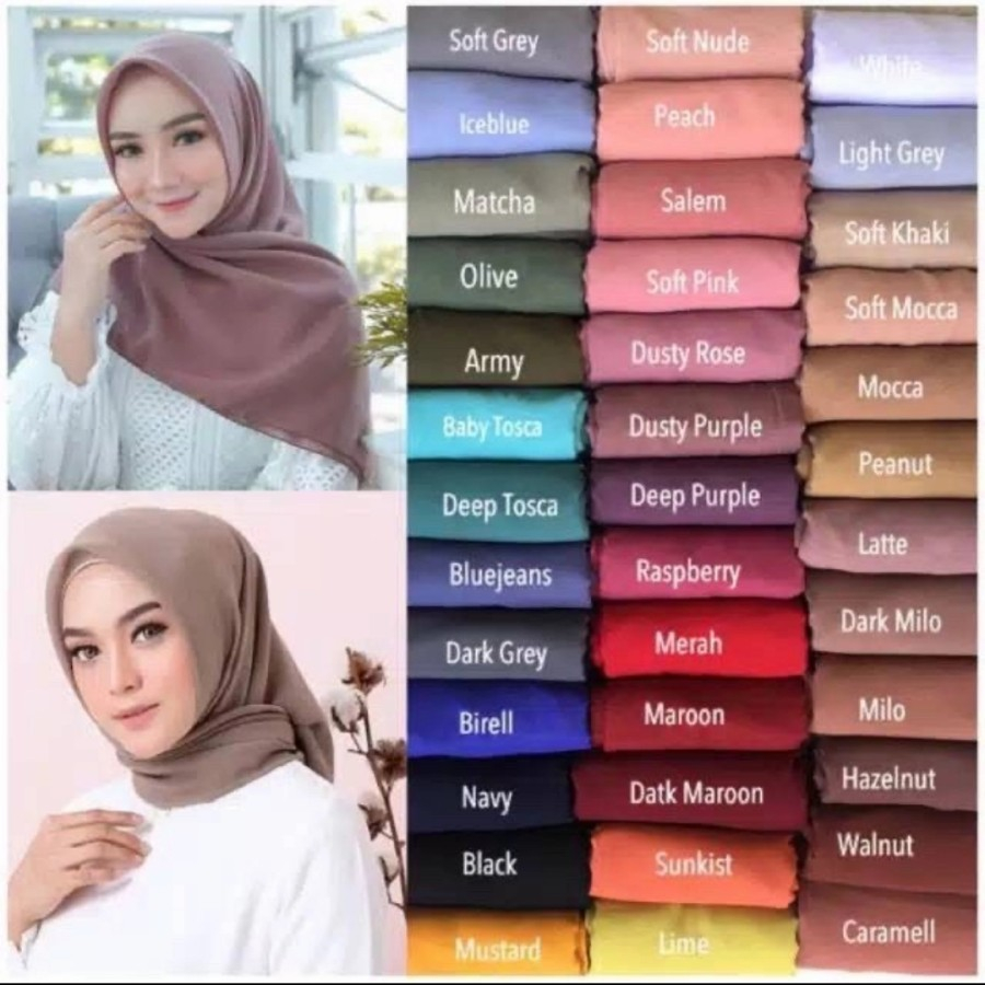 Hijab Murah Segi Empat Grosir / Kerudung Bella Square Pollycotton