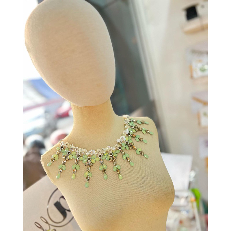 Diamond Payet Rangkai Leher / Kalung  ( sage, hijau army , hijau olive )