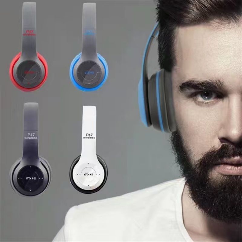 BIG PROMO HEADPHONE BLUETOOTH P47 HEADSET BANDO WIRELESS SUPER BASS