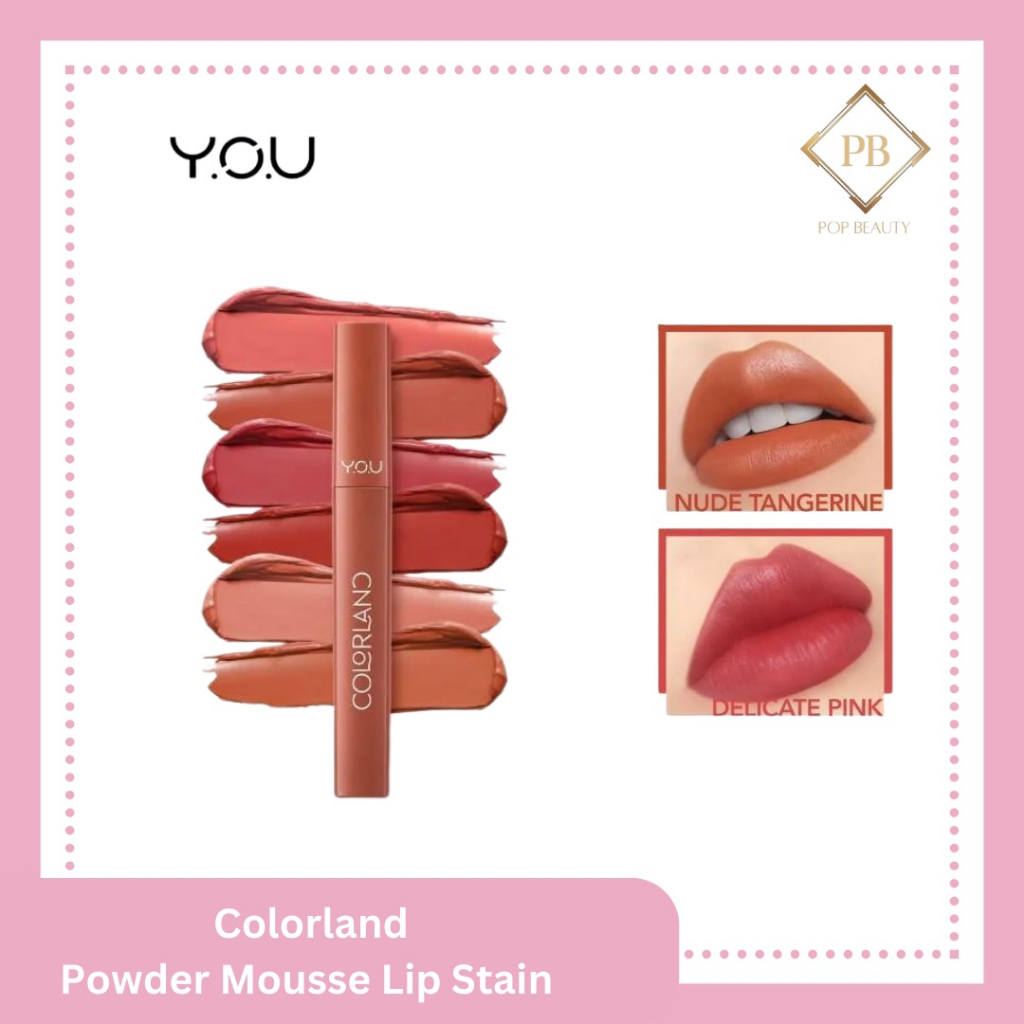 YOU Colorland Powder Mousse Lip Stain | Lip Cream Tahan Lama | Matte Lipstick | Makeup Pigmented