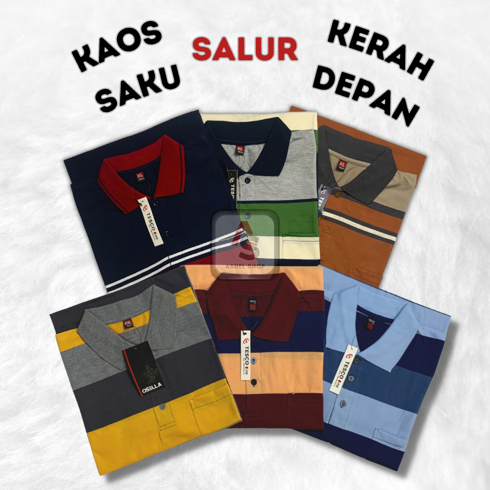 Kaos Kerah Pria Dewasa Salur Balok Lengan Pendek Afada | Baju Wangki Distro Motif Garis Cowok Terbar