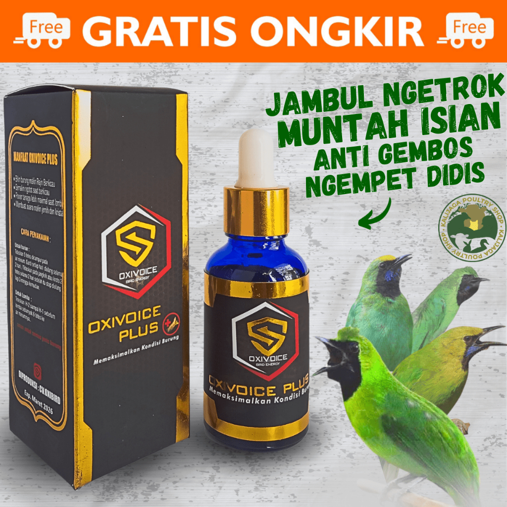 OXIVOICE OXYVOICE OXIVOICE PLUS ORIGINAL VITAMIN OBAT BURUNG CUCAK IJO JUARA VITAMIN DOPING CAIR TER