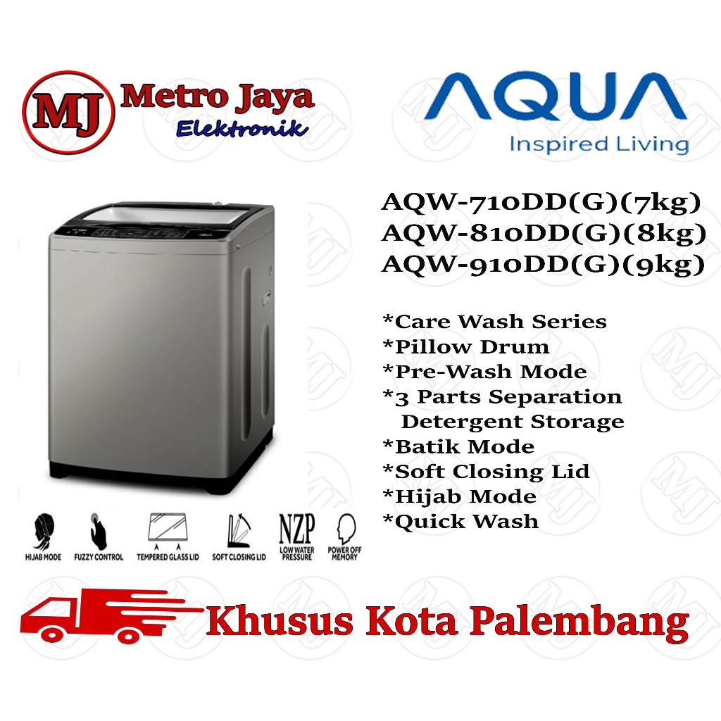 AQUA MESIN CUCI 1 TABUNG 7kg AQW-710 DD TOP LOADING Pillow Drum 710