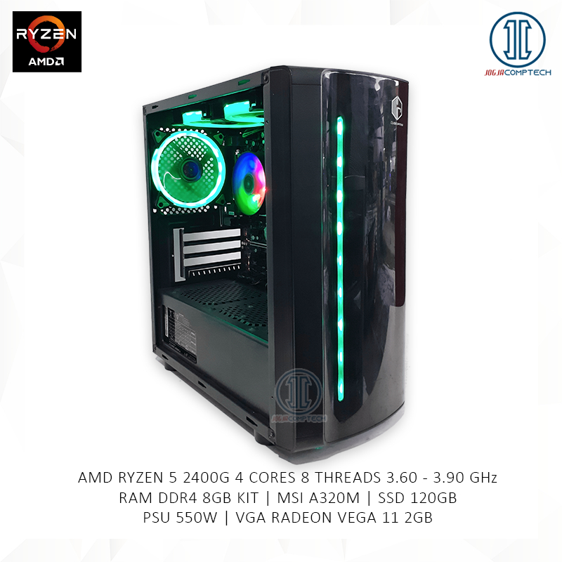 PC Gaming Editing Ryzen 5 2400g ram 8gb ssd 120gb vga 2gb radeon vega 11