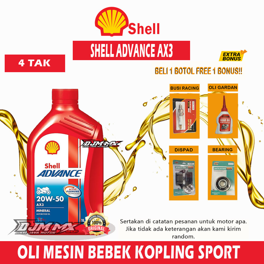 SHELL ADVANCE AX3 20W-50 OLI MOTOR BEBEK 1 LITER 800ML