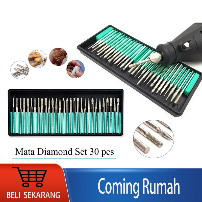Mata Bor Grafir Diamond Set 30Pcs Ukir Engraving Kikir Batu Giok Mini Grinder