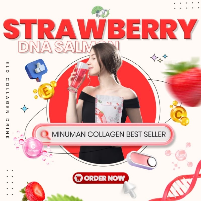 ELD Collagen Drink Strawberry + DNA Salmon - Collagen Drink For Plumpy Skin