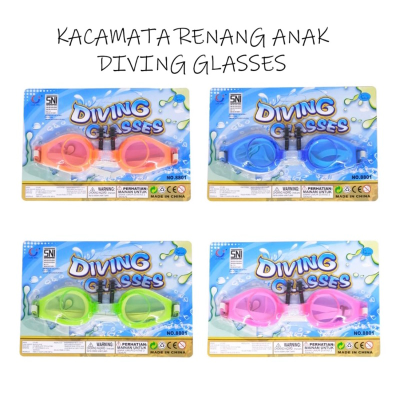 Kacamata renang anak + penutup telinga Diving glass anak