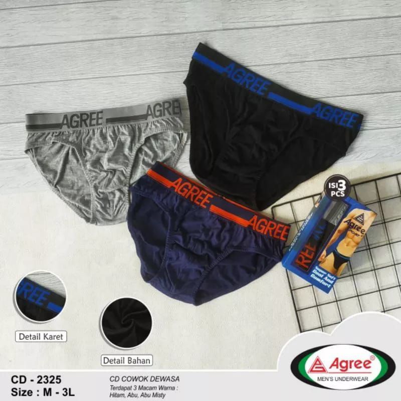 CD AGREE 2325 -Celana Dalam Pria Karet Luar - CD Cowok Isi 3pcs